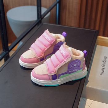 Boy Shoe Casual Sneaker για αγόρι Παιδικό παπούτσι για κορίτσι Μαλακό δέρμα με περιστρεφόμενο κουμπί Χειμερινό βελούδινο για κορίτσι Ботинки Для Девочки Zapatos