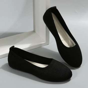 2023 Нови пролетни дамски равни обувки Дамски обувки с остър ток Плитки чистоцветни мрежести дамски стил Удобни и леки