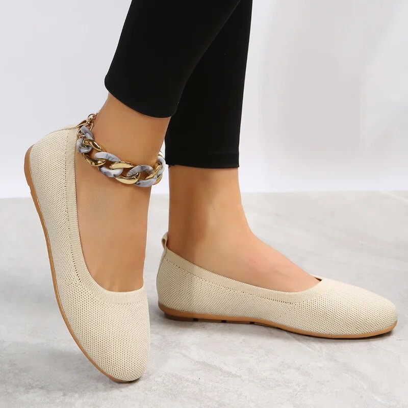 Nove proljetne ženske ravne cipele 2023. Ženske cipele sa šiljastom ravnom petom, plitke čiste boje, mrežaste ženske cipele, udobne i lagane