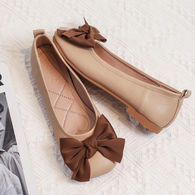 Δερμάτινα πτυσσόμενα μπαλαράκια με πεταλούδες, γυναικεία μοκασίνια, γυαλιστερά, γυναικεία γυναικεία παπούτσια με τετράγωνα δάχτυλα, μπαλαρίνα femme vc4339