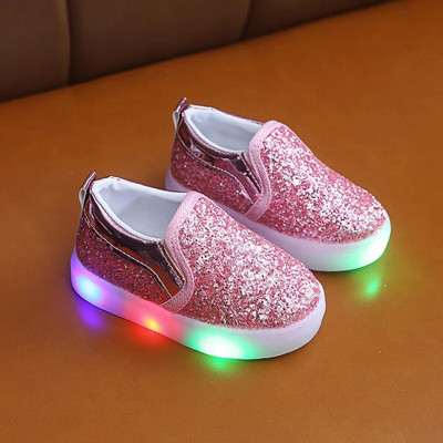 Pantofi cu LED-uri pentru copii Pantofi pentru bebelusi cu paiete paiete Pantofi usori de toamna Pantofi luminosi casual pentru baieti 1 2 3 4 5 6 ani