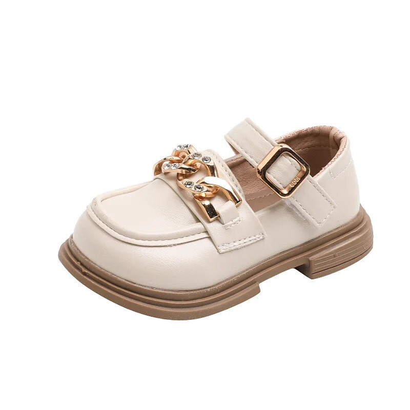 Nove mokasine za djevojčice iz 2023. Slatke lančane Svestrane crne cipele s okruglim vrhom u korejskom stilu Dječje cipele na kuku i petlju Kožne cipele za princezu