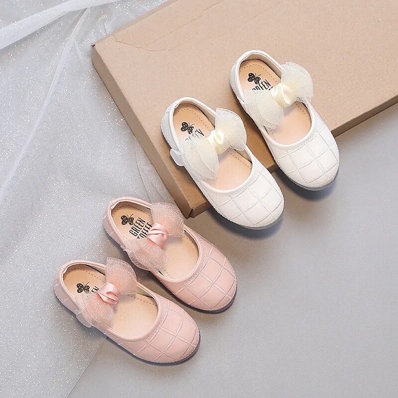Mazu bērnu meiteņu ādas apavi 2023. gada pavasarim, rudenim, jauni bērniem, mežģīņu apavi ar banti Princeses, saldi, mīksti bērnu apavi ballītei no 22. līdz 31. gadam