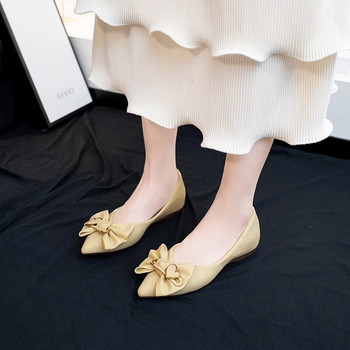 Обувки за жени 2023 Дамски обувки с остър връх Летни обувки с боб Дамски обувки с пеперуда с метална декорация с меко дъно Дамски обувки