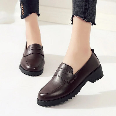 Γυναικεία Loafers Flat on Platform Παπούτσια για θηλυκά Oxford Shoes Black Loafer Slip on Δερμάτινα παπούτσια Casual Zapatos Mujer 1210N