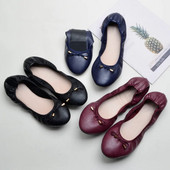 Proljetne ženske kožne prozračne ženske udobne balerinke Ženske natikače Plitke natikače Uredske ravne cipele