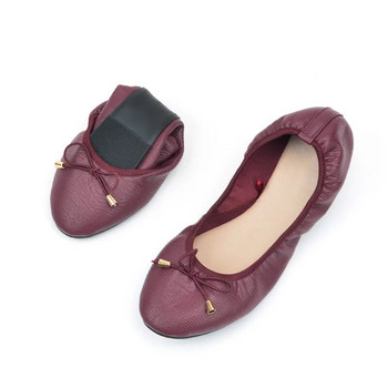 Пролетни дамски кожени дишащи дамски удобни балетни обувки с равни обувки Дамски хлъзгащи обувки Плитки мокасини Офис равни обувки