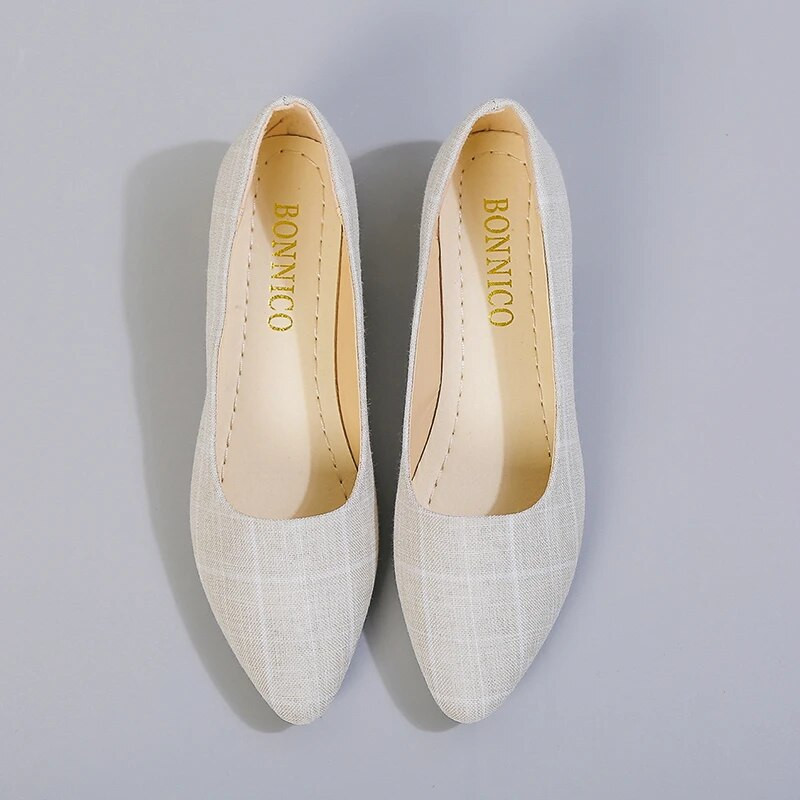 Tīklsarkans, mazs aromāts, smailas, plakanas zoles apavi Sieviešu pavasara Universāla mīksta zole Sieviešu apavi seklā mutē