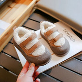 2023. gada ziemas bērnu kokvilnas apavi, mīkstas zoles mokasīna apavi zēniem un meitenēm, jēra vilna, silti apavi, neslīdoši, āķa un cilpas zēniem