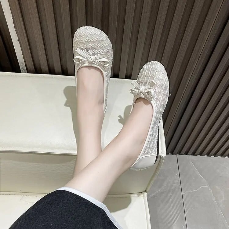 Νέα γυναικεία ίσια παπούτσια μπαλέτο Flat Fashion Bow Γυναικεία ίσια παπούτσια Sweet Hollow καλοκαιρινά γυναικεία παπούτσια με στρογγυλή μύτη Γυναικεία παπούτσια