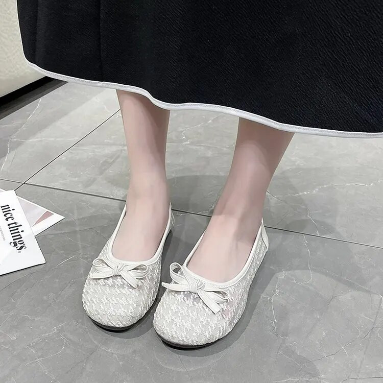 Νέα γυναικεία ίσια παπούτσια μπαλέτο Flat Fashion Bow Γυναικεία ίσια παπούτσια Sweet Hollow καλοκαιρινά γυναικεία παπούτσια με στρογγυλή μύτη Γυναικεία παπούτσια