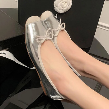 Нови дамски балетни обувки тип лодка с пачуърк пръсти Дамски обувки с мека подметка Удобни черни мокасини Пролет Есен 1444N