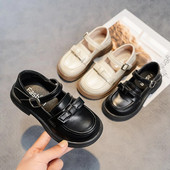 Meiteņu skolas ādas apavi Modes, bērnu, plakanie, britu stila loki, klasiski bērnu ikdienas apavi Mīksta princese 2023. gada pavasaris