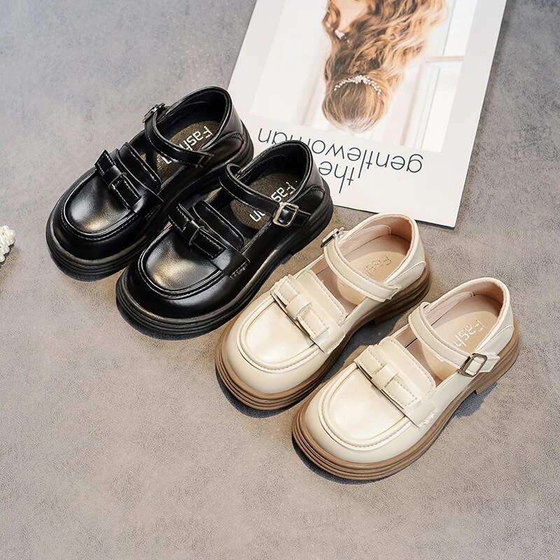 Meiteņu skolas ādas apavi Modes, bērnu, plakanie, britu stila loki, klasiski bērnu ikdienas apavi Mīksta princese 2023. gada pavasaris
