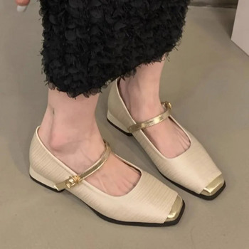 Нови дамски равни обувки със златни пръсти Mary Janes обувки пачуърк балетни обувки с ниски токчета Дизайнерски обувки за жени есен пролет 1561N