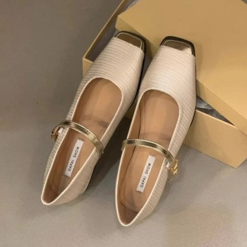 Нови дамски равни обувки със златни пръсти Mary Janes обувки пачуърк балетни обувки с ниски токчета Дизайнерски обувки за жени есен пролет 1561N