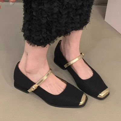 Jauni sieviešu plakanie apavi Zelta purngals Mary Janes kurpes savārstījums Ballet Flats Zempapēžu dizaineru apavi sievietēm Rudens pavasaris 1561N