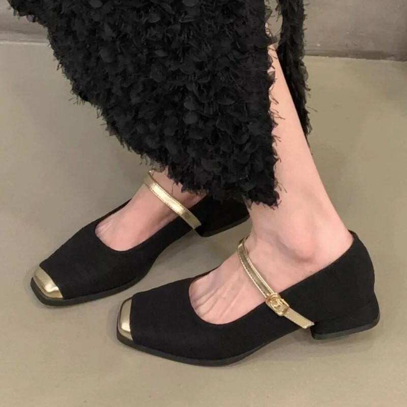 Jauni sieviešu plakanie apavi Zelta purngals Mary Janes kurpes savārstījums Ballet Flats Zempapēžu dizaineru apavi sievietēm Rudens pavasaris 1561N