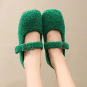 Ženske zimske cipele u 6 boja Ravne cipele od umjetnog krzna Mary Janes cipele Tople cipele s plitkom kopčom od janjeće vune Podstavljene pamukom Cipele za čamce 1632N