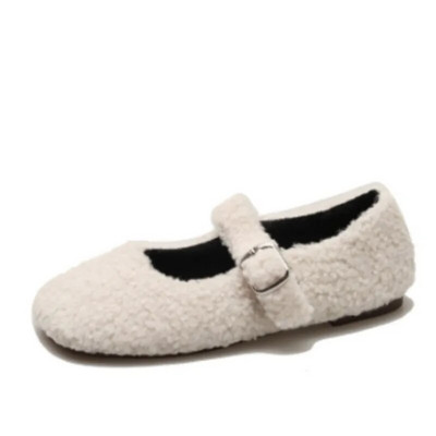 Ženske zimske cipele u 6 boja Ravne cipele od umjetnog krzna Mary Janes cipele Tople cipele s plitkom kopčom od janjeće vune Podstavljene pamukom Cipele za čamce 1632N