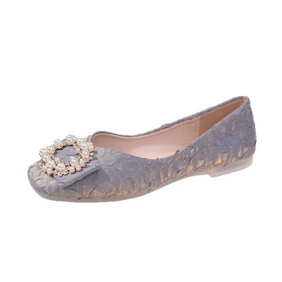 Ravne cipele, ženske nove modne cipele za proljeće/jesen 2023., svestrane, mekane potplate, jednobojne ženske cipele s metalnim ukrasima od kamenčića