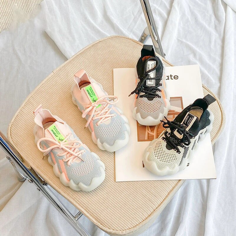 Nauji vienetiniai tinkliniai sportiniai batai, moteriški vyriški sportbačiai, vaikiški bėgimo bateliai vaikams, kvėpuojantys drobiniai batai kūdikių batai