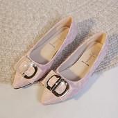 Ženske balerinke sa špicastim vrhovima Ženska jednostruka cipela s mekim metalnim ukrasom Cipele za čamce Modne ženske natikače