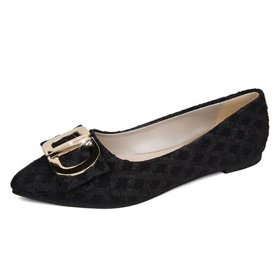 Ženske balerinke sa špicastim vrhovima Ženska jednostruka cipela s mekim metalnim ukrasom Cipele za čamce Modne ženske natikače