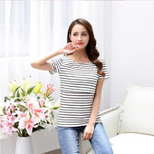 Majice s okruglim izrezom i kratkim rukavima za trudnice Prugasta odjeća za dojenje Majica za trudnice Odjeća za dojenje Majica za dojenje