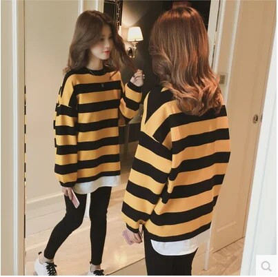 2023. aasta uued rasedate naiste korea stiilis pikkade varrukatega O-kaelusega triibuline T-särk Suures suuruses rasedatele mõeldud vabaaja varrukatega topside hulgimüük