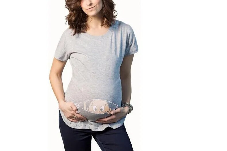 Modne majice za trudnice Smiješne i slatke dječje majice s 3D ispisom Odjeća velikih veličina S-3XL