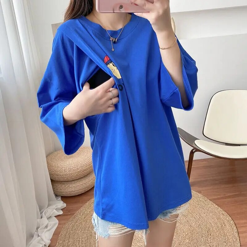 Majice za trudnice Majica za trudnice kratkih rukava Pamuk sa slatkim printom Odjeća za dojenje za žene Ljeto 8383