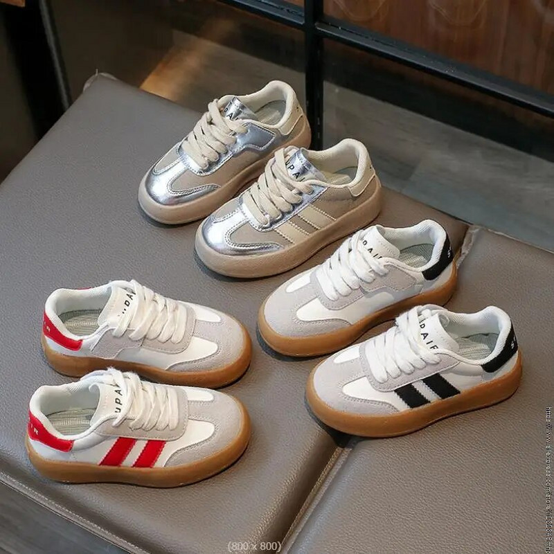 Bērnu meiteņu sporta apavi Kid Boy Pu Ādas ikdienas apavi Mīkstas zoles Pretslīdēšanas kedas Jaunas zīdaiņu apavi ar plakanu apakšu Skriešanas sneake