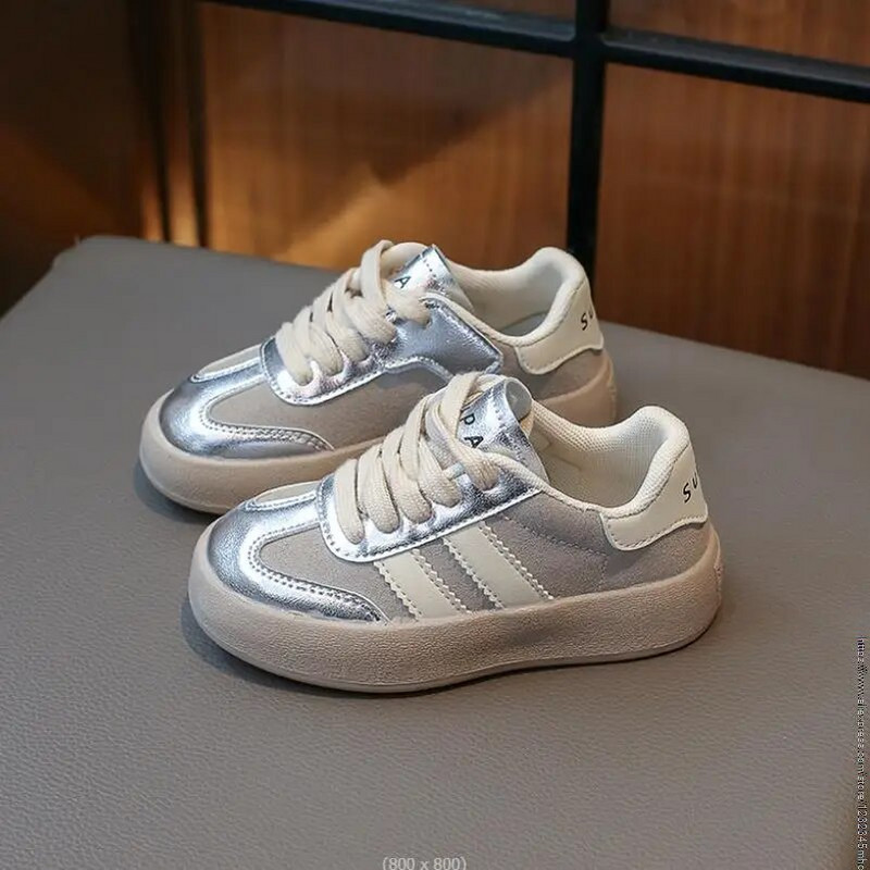 Bērnu meiteņu sporta apavi Kid Boy Pu Ādas ikdienas apavi Mīkstas zoles Pretslīdēšanas kedas Jaunas zīdaiņu apavi ar plakanu apakšu Skriešanas sneake