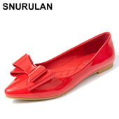 SNURULAN Rózsaszín Cipők Nő Fekete Lapos Pillangós csomó Aranyos Cipők Csónakcipők Női Divat Scarpe Eleganti Donna Zapatos Charol