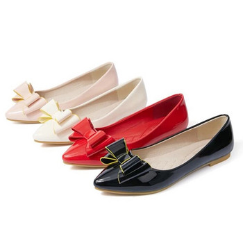 SNURULAN Pink Shoes Woman Black Flats Butterfly-knot Cute Shoes Boat Shoes Дамска мода Scarpe Eleganti Donna Zapatos Charol