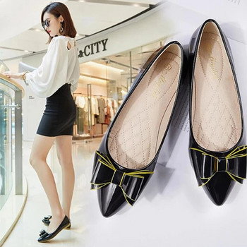 SNURULAN Pink Shoes Woman Black Flats Butterfly-knot Cute Shoes Boat Shoes Дамска мода Scarpe Eleganti Donna Zapatos Charol