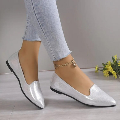 Modne jednostruke cipele Prozračne elastične jednobojne svijetle ravne cipele s mekim potplatom Ženske cipele za čamac sa šiljatim prstima s mekim potplatom Plus veličina 43