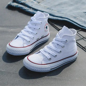 Detské topánky pre dievčatá, plátené topánky pre chlapcov, tenisky, jar, jeseň, dievčenské topánky. Biele vysoké, pevné, módne detské topánky.