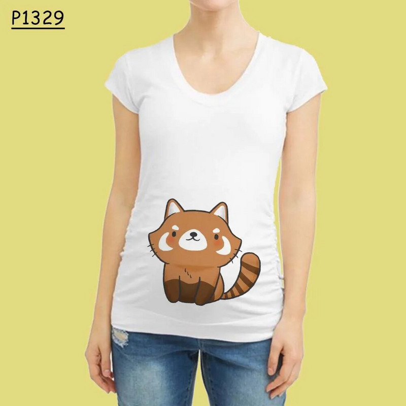 Savvaļas dzīvnieki Gudrs Grūtniecības Apģērbs Balts Apdrukāts T-krekls Grūtnieču Apģērbs Sievietēm Grūtniecēm Tīkas ar īsām piedurknēm Vasara