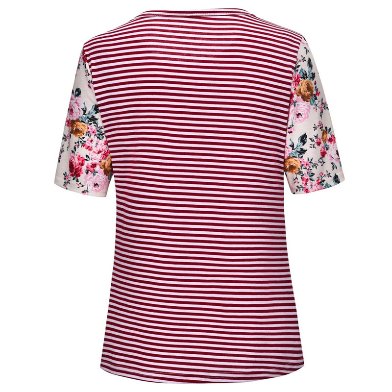 Vasaras drēbes grūtniecēm grūtniecēm, trikotāžas ar īsām piedurknēm, svītrainām apdrukām Modes topi grūtniecēm barošanai ar krūti