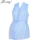 Ljetna odjeća za trudnice Jednobojna seksi perspektivna ležerna košulja bez rukava na jedno kopčanje s V izrezom za trudnice