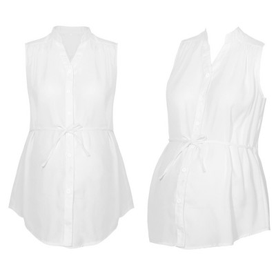 Ljetna odjeća za trudnice Jednobojna seksi perspektivna ležerna košulja bez rukava na jedno kopčanje s V izrezom za trudnice