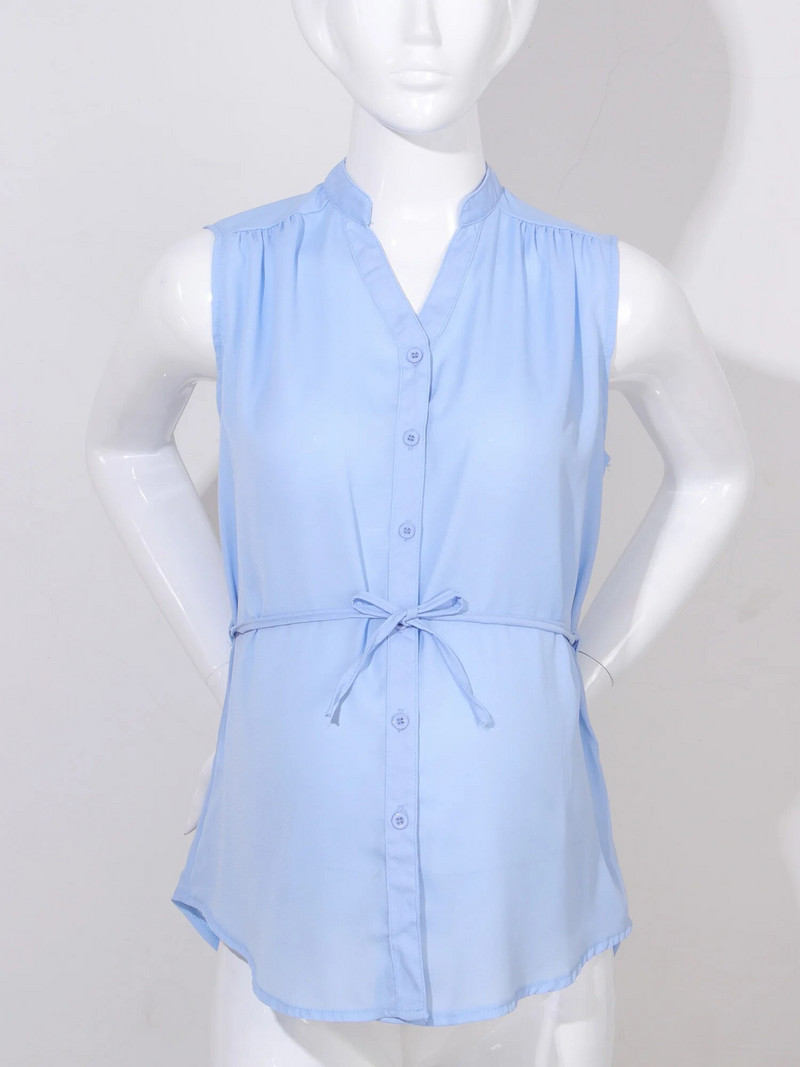 Ljetna odjeća za trudnice Jednobojna seksi perspektivna ležerna košulja bez rukava na jedno kopčanje s V izrezom za trudnice