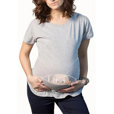 Moda za mame Odjeća za trudnice Majice za trudnice Ženske majice za trudnice Beba viri Smiješne majice za trudnice Majice koje očekuju majke