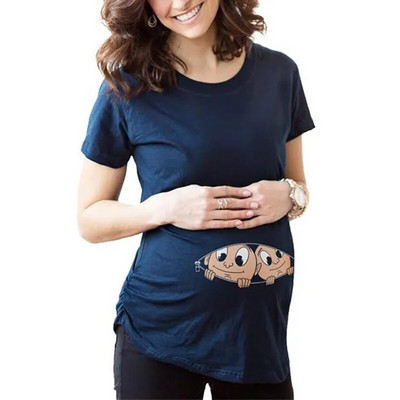 Moda za mame Odjeća za trudnice Majice za trudnice Ženske majice za trudnice Beba viri Smiješne majice za trudnice Majice koje očekuju majke