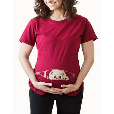 Moda za mame Odjeća za trudnice Majice za trudnice Ženske majice za trudnice Beba viri Smiješne majice za trudnice Majice koje očekuju majke