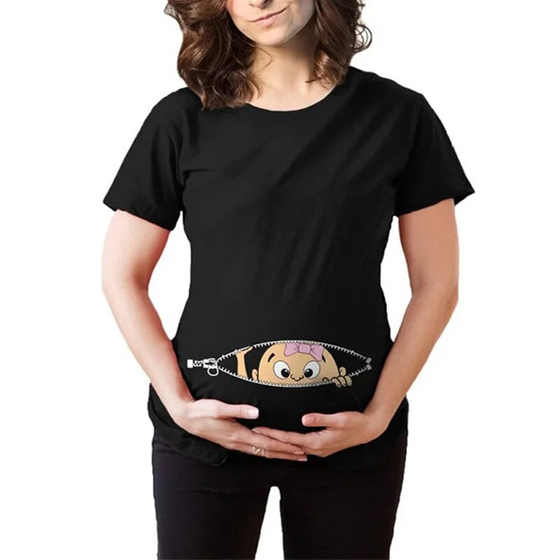 Moda za mame Odjeća za trudnice Majice za trudnice Ženske majice za trudnice Beba viri Smiješne majice za trudnice Majice koje očekuju majke
