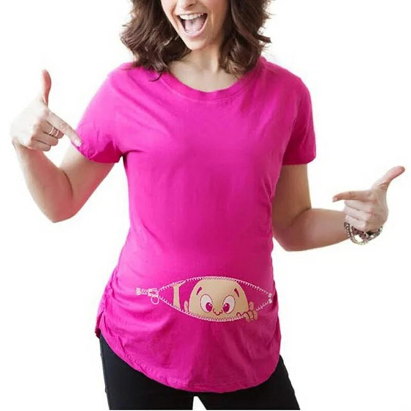 Moda za mame Odjeća za trudnice Majice za trudnice Ženske majice za trudnice Beba viri Smiješne majice za trudnice Majice koje očekuju majke