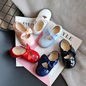 Άνοιξη φθινόπωρο Baby Princess Girls Shoes Cute Bow Patent Δερμάτινα παπούτσια μονόχρωμα Παιδικά Gilrs Παπούτσια χορού First Walkers